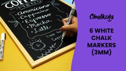 Chalkola White Chalk Pens - White Dry Erase Liquid Chalk Pens for Chalkboard, Blackboard, Window, Bistro, Car Glass, Board, Signs - 3mm Reversible Bullet & Chisel Point